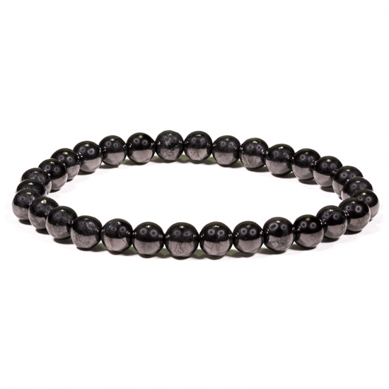 Βραχιόλι ελαστικό  Shungite  Διαστάσεις 19cm Χάντρες ± 6mm. - mykarma.gr