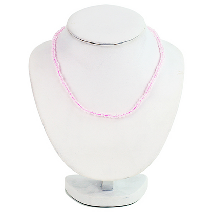 Κολιέ Rose Quartz-Ροζ Χαλαζίας.Διαστάσεις: 45 εκ. Διάμετροι πέτρας: ± 4 mm. - mykarma.gr
