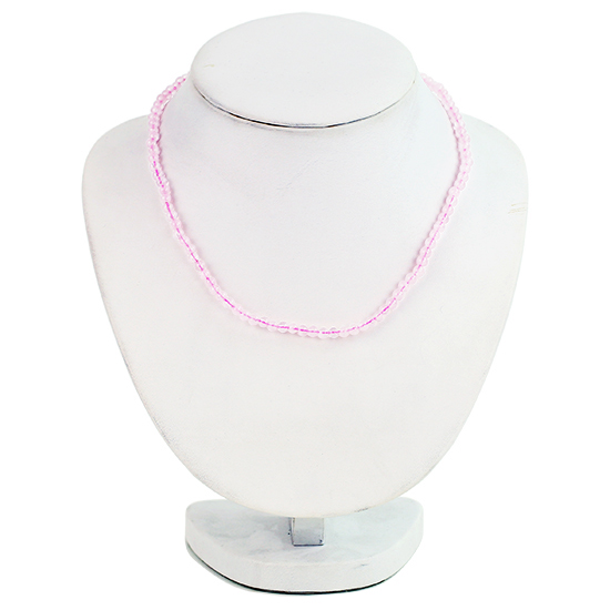 Κολιέ Rose Quartz-Ροζ Χαλαζίας.Διαστάσεις: 45 εκ. Διάμετροι πέτρας: ± 4 mm. - mykarma.gr