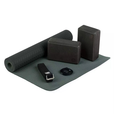 Bodhi Yoga Sets - Yoga Set Flow Black - Στρώμα 183 x 60 cm 5 mm & 2 Block 22,8 x 15  x 7,6 cm & Ιμάντας 2,5 m x 3,8 cm - mykarma.gr