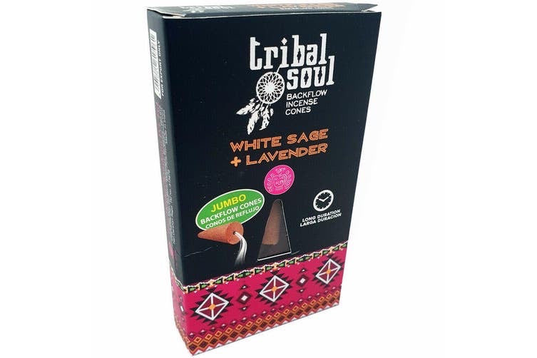 Κώνοι θυμιάματος αναστροφής ροής Tribal Soul Backflow- Λευκό Φασκόμηλο+Λεβάντα (White Sage/Lavender).Περιεχει 10 κώνους. - mykarma.gr