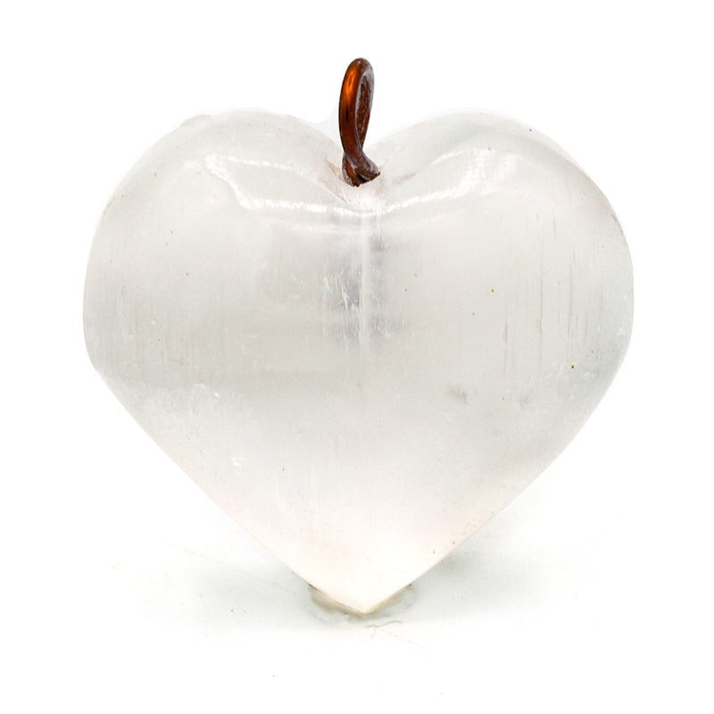 Σεληνίτης (Selenite)κρεμαστό-μενταγιόν σε σχήμα καρδιάς.Διαστάσεις: 2,5 εκ - mykarma.gr