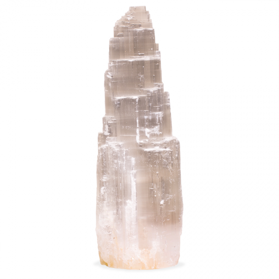 Λάμπα απο Σεληνίτη(Selenite). Διαστάσεις: 25 x 9 εκ.Βάρος:2 κιλά - mykarma.gr