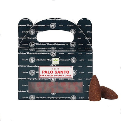 Κώνοι θυμιάματος αναστροφής ροής Satya Backflow Dhoop Cones -Palo Santo.Βάρος: 75 g.Περιεχει 24 κώνους. - mykarma.gr