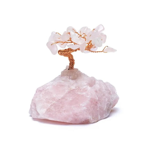 Δέντρο της Ζωής για Τύχη & Αφθονία με Ημιπολύτιμους λίθους Ροζ Χαλαζία (Rose Quartz).Διαστάσεις: ±5.5x5.5x7 cm Βάρος:90 g - mykarma.gr