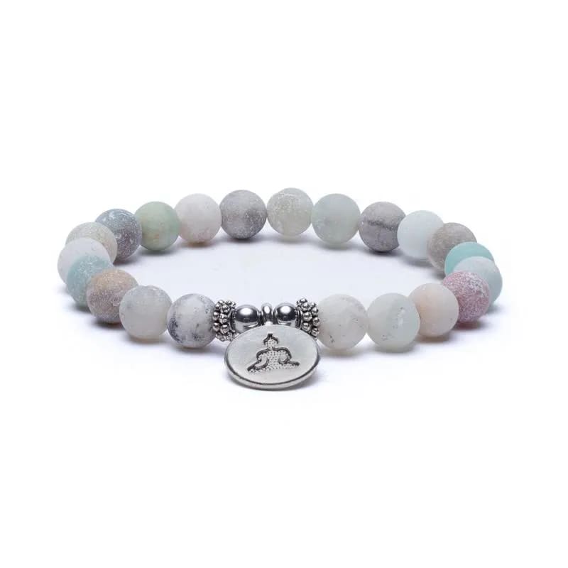 Mala / βραχιόλι με 21 χάντρες από Αμαζονίτη(Amazonite), με Βούδα-ελαστικό.Διαστάσεις: 0,8 cm - mykarma.gr