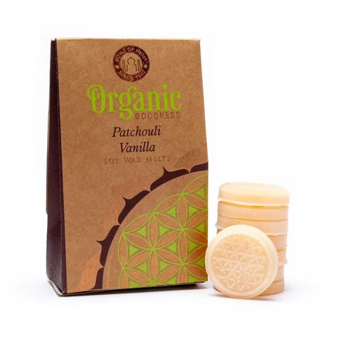 Organic Patchouli Vanilla Wax Melts-Χειροποίητο 100% οικολογικό αρωματικό κερί με Αιθέριο Έλαιο Πατσουλί/Βανίλια -για καύση στον καυστήρα η Diffuser- 40 g - mykarma.gr