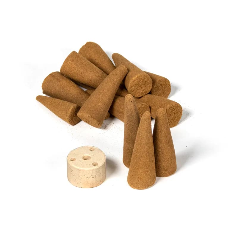 Organic Goodness Frankincense Cones -Χειροποίητοι 100% οικολογικοί κώνοι & βάση - με Αιθέριο Έλαιο Λιβάνι - 72 g  12 κώνοι - mykarma.gr