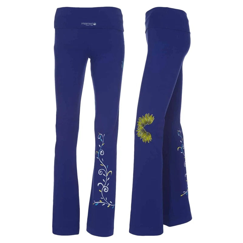 Γιόγκα Κολάν Yoga Pants -Lotus blue/purple απο Οργανικό Βαμβάκι  Medium - mykarma.gr