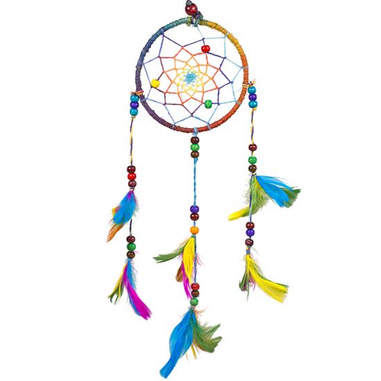 Dreamcatcher Ονειροπαγίδα  ουράνιο τόξο S.  Διαστάσεις: 11 × 25 cm - mykarma.gr
