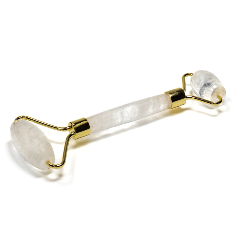Clear Quartz Massage Roller - Λευκός Χαλαζίας κύλινδροι για μασάζ προσώπου. Διαστάσεις: 14 εκ.Βάρος: 70 γρ - mykarma.gr