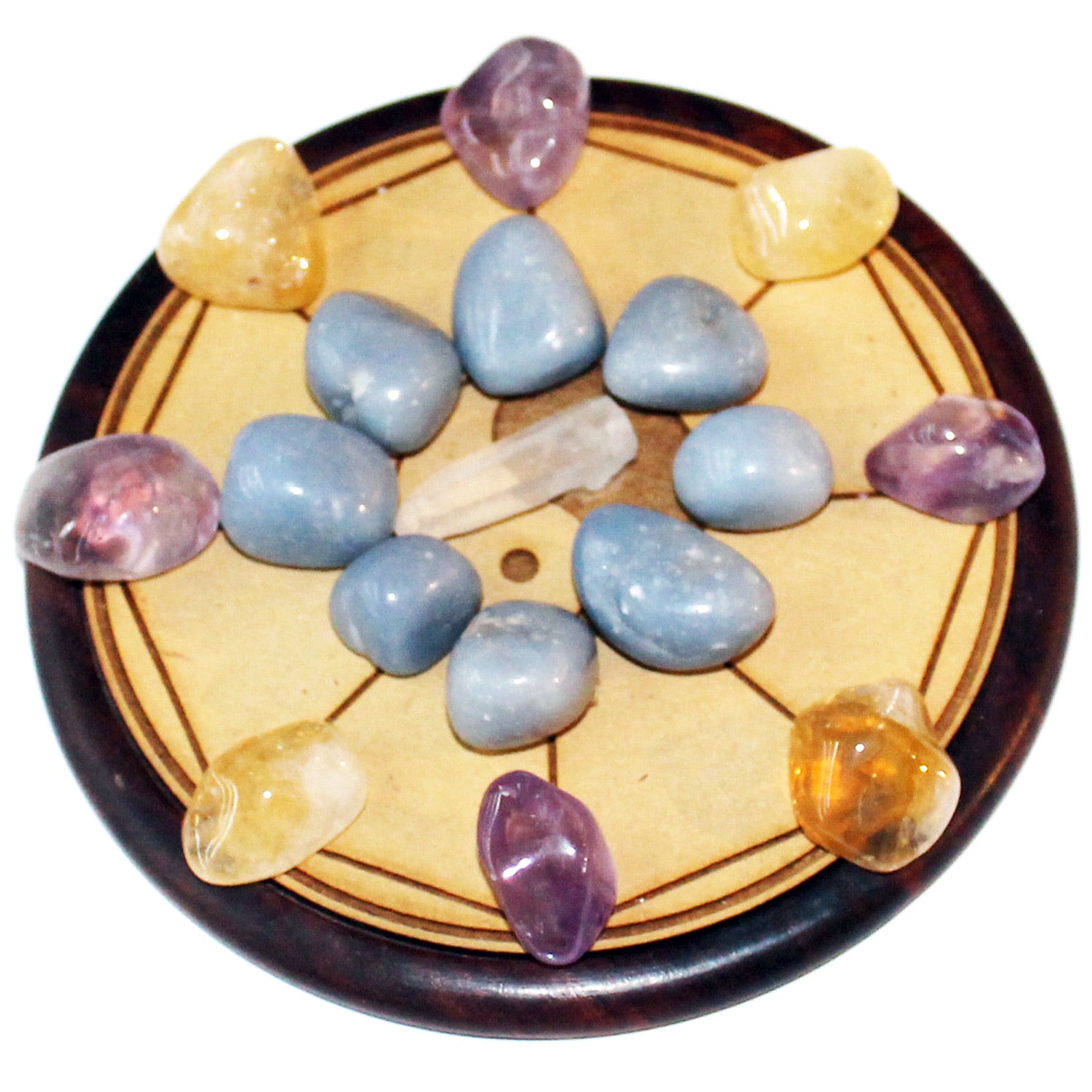 Wood Crystal Grid - Πλέγμα Κρυστάλλων Ευλογίες Σπιτιού-Home Blessings. Με 17 ημιπολύτιμους λίθους & ξύλο 15cm. - mykarma.gr