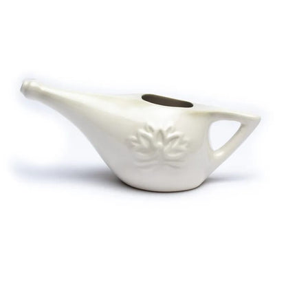 Κεραμικό Neti Pot + 25 γραμμάρια αλάτι Ιμαλαΐων-17,5x7cm,150ml - mykarma.gr