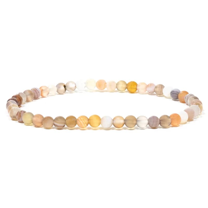Βραχιόλι από Καφέ Αχάτη (Agate)-ελαστικό .Χαντρα: ± 4 mm.Μέγεθος : 18 cm - mykarma.gr
