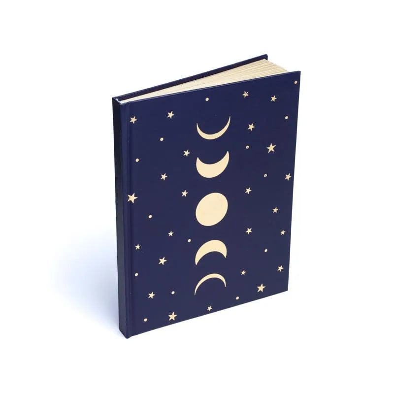 Σημειωματάριο/Notebook Moon Phases & Stars απο χαρτί - σκούρο μπλε.Μέγεθος 15 x 21 cm - mykarma.gr