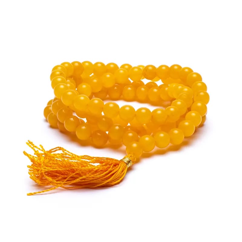 Mala από Χρυσό Χαλαζία (Golden Quartz) - 108 χάντρες  0,7 έως 0,8 cm - mykarma.gr