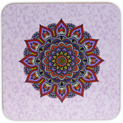 Σετ από 6 σουβέρ Mandala-μωβ- 10 x 10cm - mykarma.gr