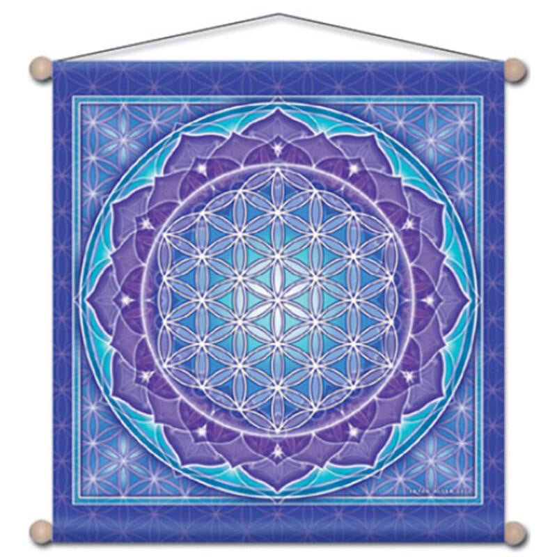 Κρεμαστά τοίχου-Meditation banner - Flower of life.  Διαστάσεις: 37,5 × 37,5 cm - mykarma.gr
