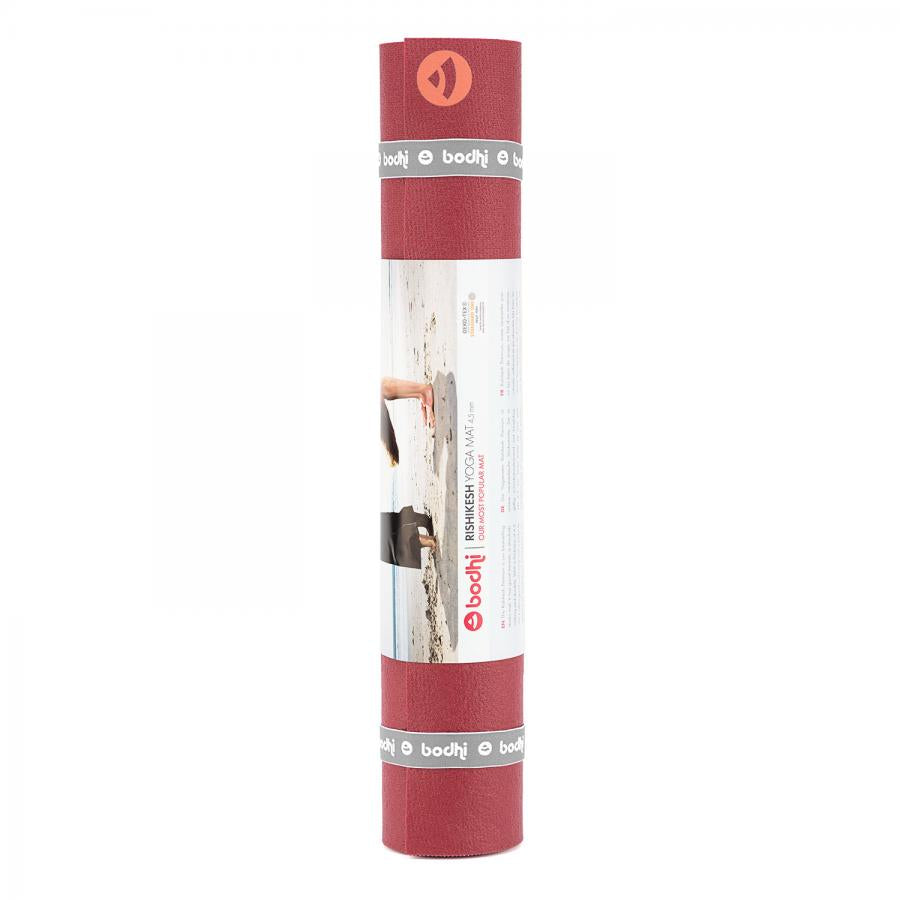 Bodhi στρώμα γιόγκα Premium Rishikesh PVC με δύο ελαστικούς ιμάντες- burgundy  183 x 60 cm, 4.5 mm - mykarma.gr