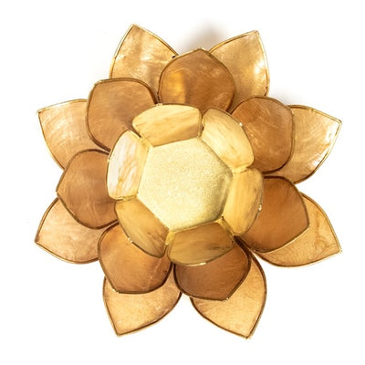 Lotus ατμοσφαιρικό φως Capiz δίχρωμο: χρυσό/μπεζ με χρυσή επένδυση  13,5 εκ. - mykarma.gr