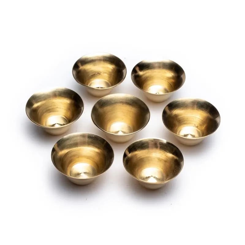 SET από 7 κύπελλα προσφοράς(Offering Bowls).Ορείχαλκος-Μέγεθος 5cm. - mykarma.gr