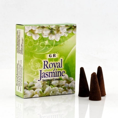 Κώνοι θυμιάματος Royal Jasmine - Γιασεμί. Βάρος: 20 g.Περιεχει 10 κώνους + Βάση. - mykarma.gr