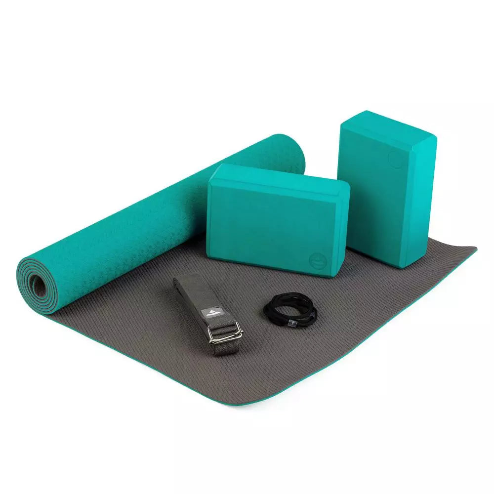 Bodhi Yoga Sets - Yoga Set Flow Petrol - Στρώμα 183 x 60 cm 5 mm & 2 Block 22,8 x 15  x 7,6 cm & Ιμάντας 2,5 m x 3,8 cm - mykarma.gr