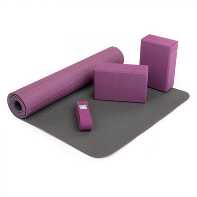 Bodhi Yoga Sets - Yoga Set Flow Purple - Στρώμα 183 x 60 cm 5 mm & 2 Block 22,8 x 15  x 7,6 cm & Ιμάντας 2,5 m x 3,8 cm - mykarma.gr