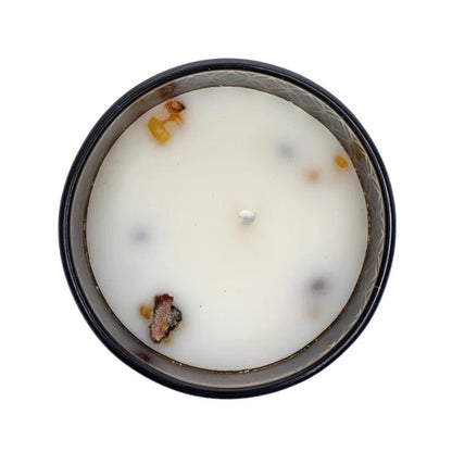 Κερί Σόγιας Organic Goodness με αιθέρια έλαια Λιβάνι & Μύρο (Frankincense & Myrrh) & κόκκους λιβανιού με ρητίνη μύρου Χρόνος καύσης 55 ώρες Διαστάσεις:11 x 9 cm - mykarma.gr