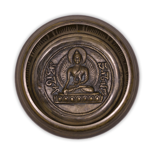 Θεραπευτικό μεταλλικό Buddha Singing Bowl - Βούδας διακοσμημένος και σκαλισμένος. Βάρος: 550 g. Διαστάσεις: 11 εκ - mykarma.gr