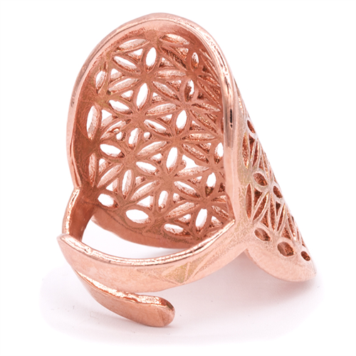 Δαχτυλίδι Flower of Life ορειχάλκινο σε χρώμα χαλκού. Διαστασεις 3x2cm. Μεγεθος ρυθμιζόμενο. - mykarma.gr