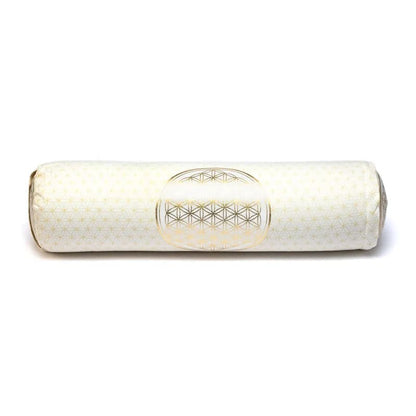 Στρογγυλό μαξιλάρι Bolster “Flower of Life”- Οργανικό βαμβάκι γεμάτο με φαγόπυρο. Διαστάσεις: 60 × 16 εκ - mykarma.gr