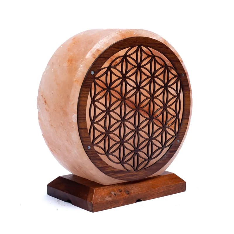 Λάμπα απο αλάτι Ιμαλαΐων- “Flower of life” Πορτοκαλί-Καλώδιο + LED Βάρος: 5000 g. Διαστάσεις: ± 22x19x10 εκ - mykarma.gr