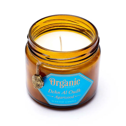 Κερί Σόγιας Organic Goodness με αιθέριο έλαιο Agarwood (Αετόξυλο) 200 g.Χρόνος καύσης 55 ώρες - mykarma.gr