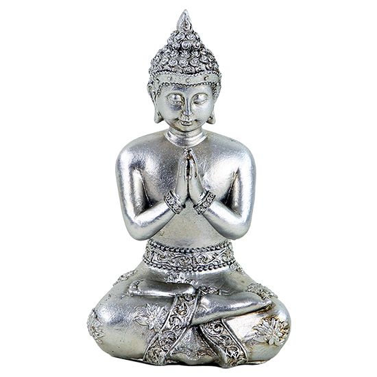 Βούδας στη Προσευχή,ασημί  χρωμα, Ταϊλάνδη   Βάρος: 105 g. Διαστάσεις: 8 × 6 × 12 cm - mykarma.gr