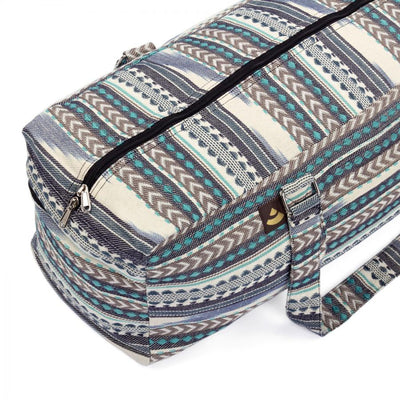 Bodhi Yoga Kit Mat Bag Ethno - Τσάντα Μεταφοράς για στρώμα - βαμβάκι - μαύρο/άσπρο/μπλε . Διαστάσεις 63cm x 20cm x 23cm - mykarma.gr