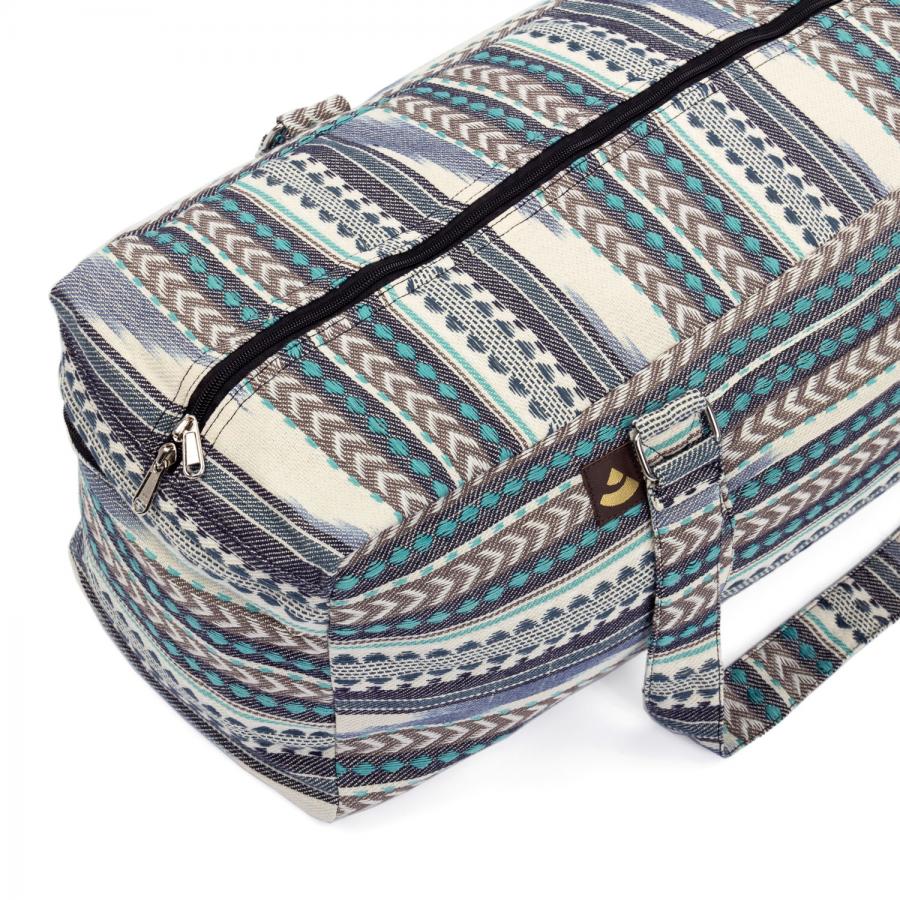 Bodhi Yoga Kit Mat Bag Ethno - Τσάντα Μεταφοράς για στρώμα - βαμβάκι - μαύρο/άσπρο/μπλε . Διαστάσεις 63cm x 20cm x 23cm - mykarma.gr
