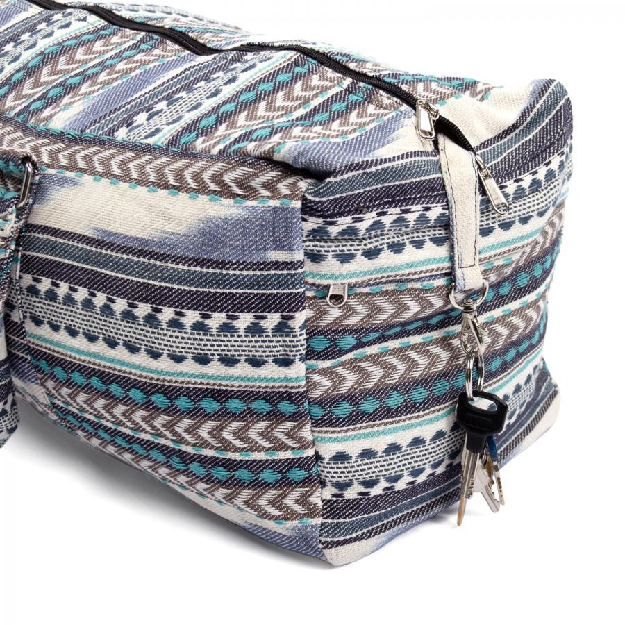 Bodhi Yoga Kit Mat Bag Ethno - Τσάντα Μεταφοράς για στρώμα - βαμβάκι - μαύρο/άσπρο/μπλε . Διαστάσεις 63cm x 20cm x 23cm - mykarma.gr