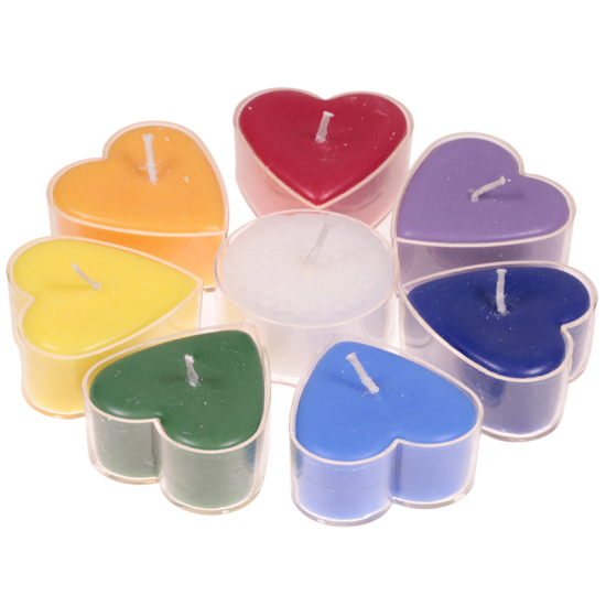 Αρωματικά Κεριά-Καρδούλες  7 Τσάκρα  - Σετ από 8 κεριά - Διαστάσεις  4 x 2cm - mykarma.gr