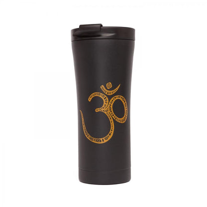 Bodhi STAINLESS STEEL DRINKING Vacuum Mug- Μπουκάλι Κύπελλο Νερού Γιόγκα από Ανοξείδωτο Χάλυβα-OHM -ματ μαύρο 480ml - mykarma.gr
