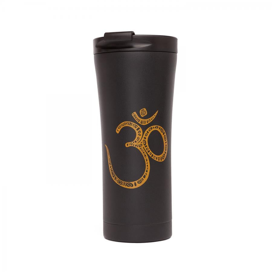 Bodhi STAINLESS STEEL DRINKING Vacuum Mug- Μπουκάλι Κύπελλο Νερού Γιόγκα από Ανοξείδωτο Χάλυβα-OHM -ματ μαύρο 480ml - mykarma.gr