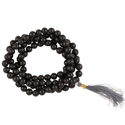 Mala με 108 χάντρες Μαύρο Αχάτη (Black Agate).Διάσταση χάντρας: 0,7-0,8 cm - mykarma.gr