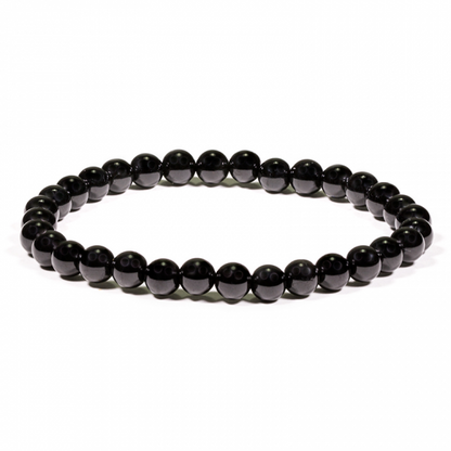 Βραχιόλι-Μαύρη Τουρμαλίνη (Black Tourmaline)-ελαστικό.Χάντρες 0,5 cm - mykarma.gr