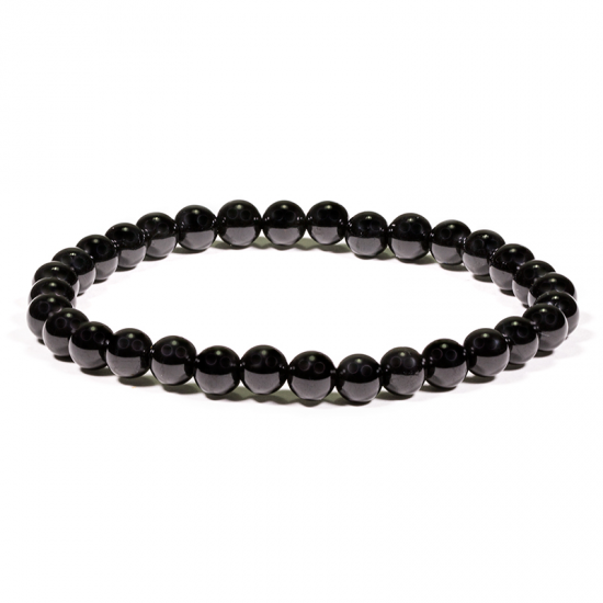 Βραχιόλι-Μαύρη Τουρμαλίνη (Black Tourmaline)-ελαστικό.Χάντρες 0,5 cm - mykarma.gr