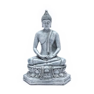 Meditation Thai Βούδας- γκρι χρώμα -πολυρεσίνη.Διαστάσεις:13 x 8 x 18 cm Βάρος: 400 g - mykarma.gr