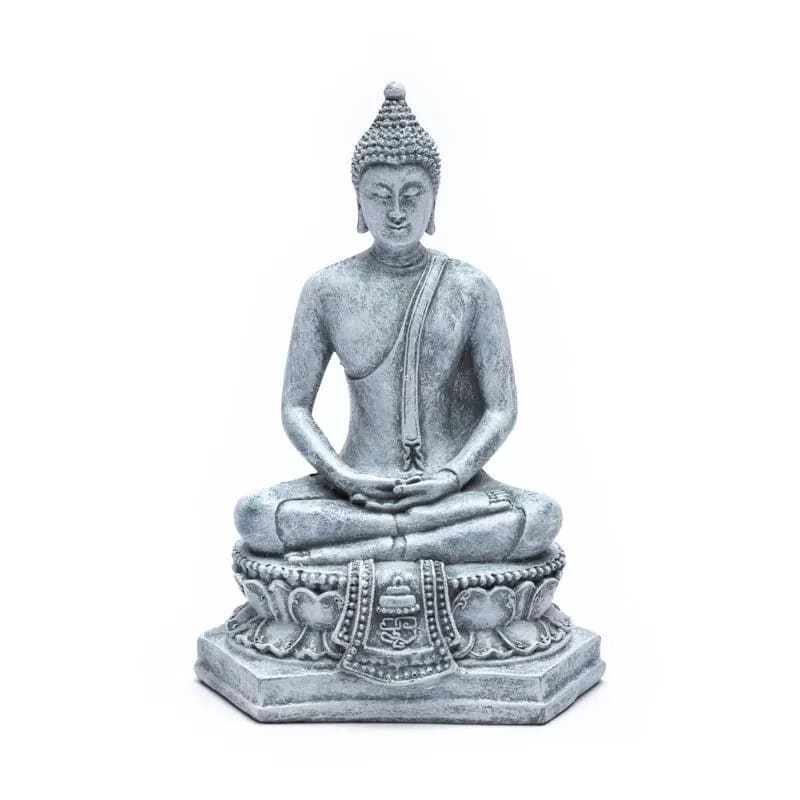 Meditation Thai Βούδας- γκρι χρώμα -πολυρεσίνη.Διαστάσεις:13 x 8 x 18 cm Βάρος: 400 g - mykarma.gr