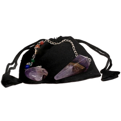 Εκκρεμές (Pendulum) - Αμέθυστος (Amethyst) & 7 Chakra ημιπολύτιμες πέτρες.Μέγεθος 3 cm Βάρος 16 g - mykarma.gr