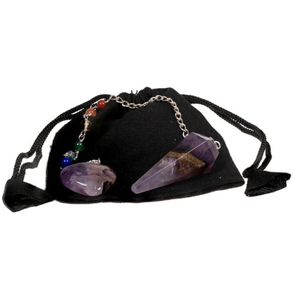 Εκκρεμές (Pendulum) - Αμέθυστος (Amethyst) & 7 Chakra ημιπολύτιμες πέτρες.Μέγεθος 3 cm Βάρος 16 g - mykarma.gr