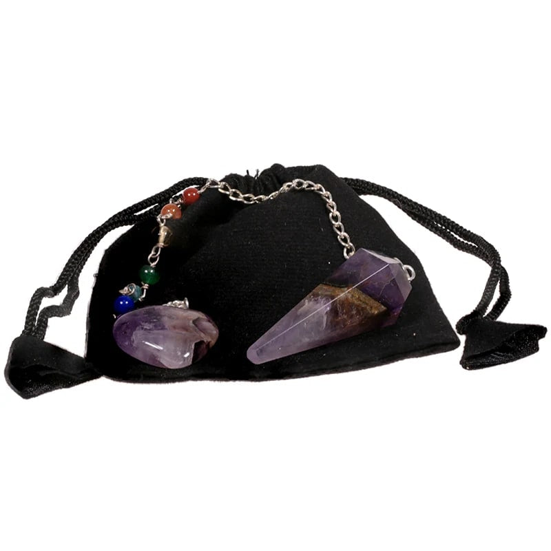 Εκκρεμές (Pendulum) - Αμέθυστος (Amethyst) & 7 Chakra ημιπολύτιμες πέτρες.Μέγεθος 3 cm Βάρος 16 g - mykarma.gr