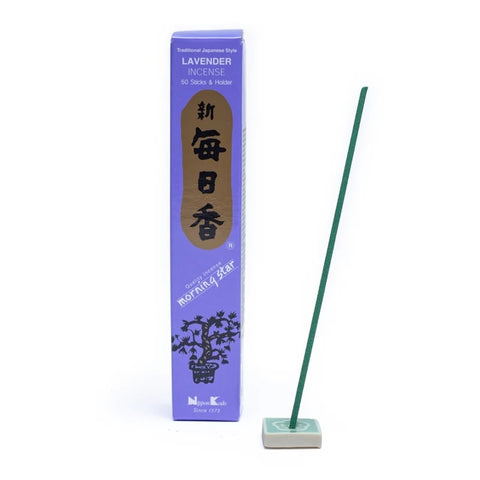 Ιαπωνικό Στικ  - Morning Star  -Lavender- Λεβάντα - 50 Στικ + Βάση.Βάρος: 20 g. Χρόνος καύσης για κάθε Στικ 25 λεπτά. - mykarma.gr